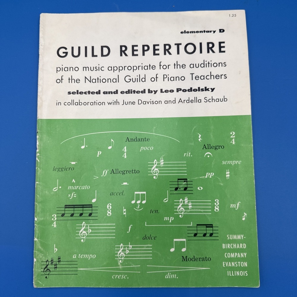Vtg Guild Repertoire Elementary D Piano Music Leo Podolsky Summy-Birchard 1961‎